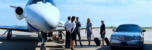 Corporate Getting off Plane Image